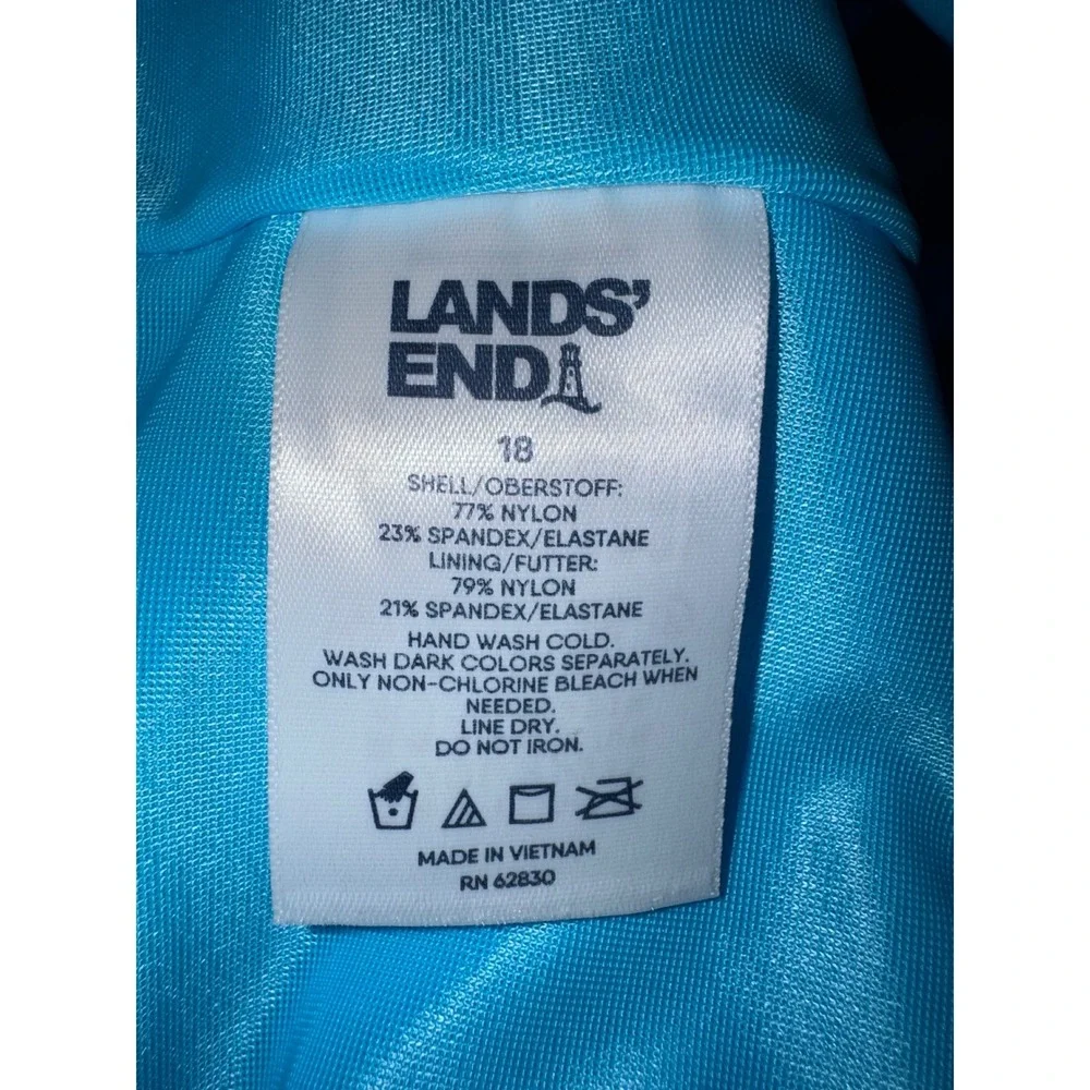 Lands End Women Turquoise Blue Swim Skirt Built-in Brief Size 18 Lycra Xtra Life